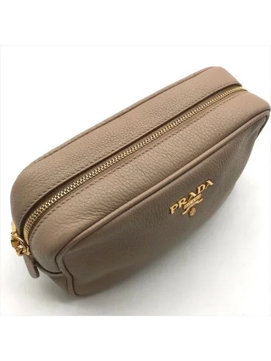 Prada Leather Pouch Gold Pink Beige Case - Picture 6 of 10
